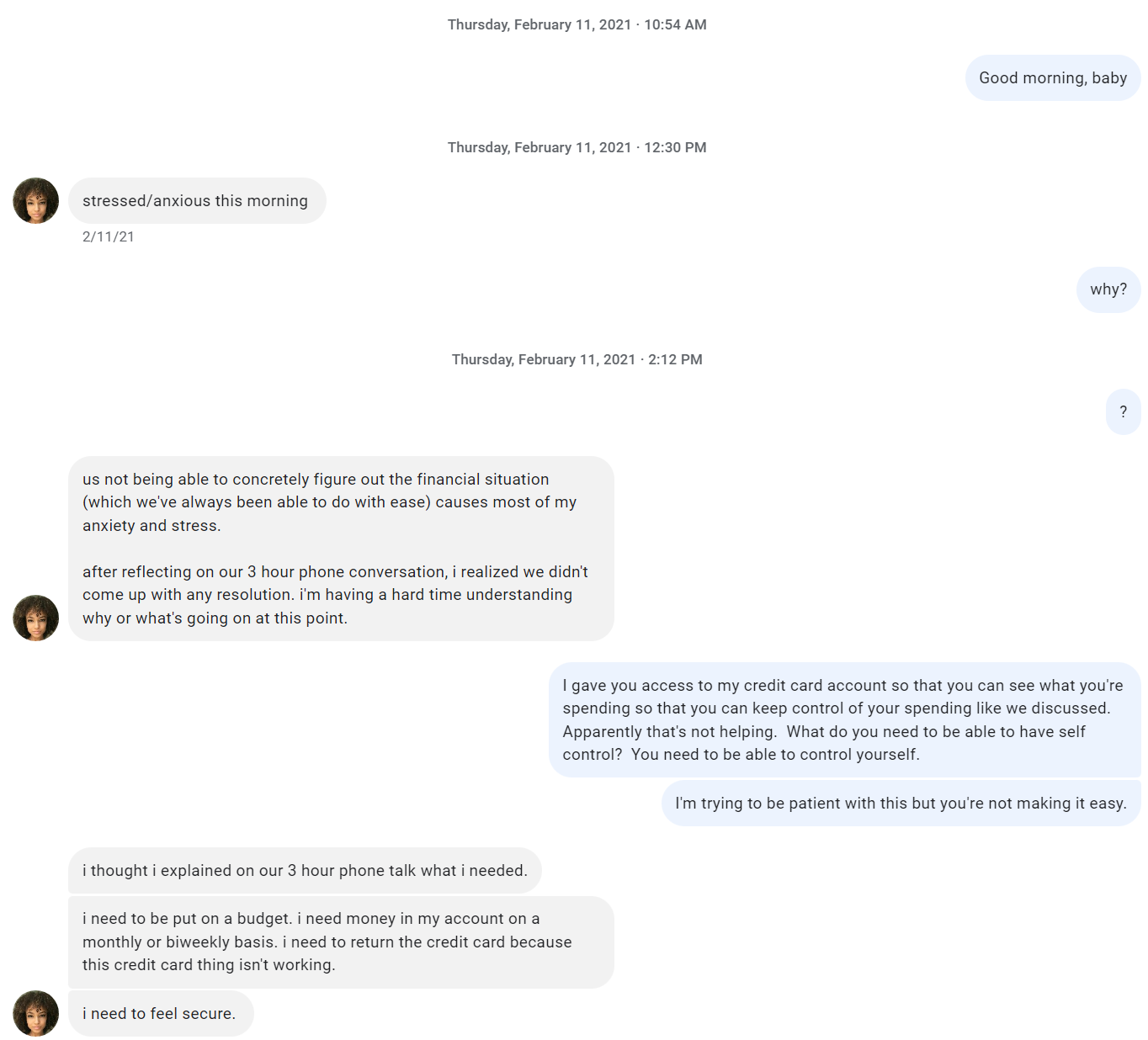 Akisha Petties text messages February 11th 2021